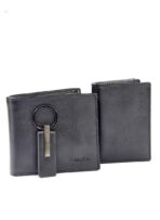 CK Black Leather Wallet-Keychain-Card Holder Set For Men - Image 3