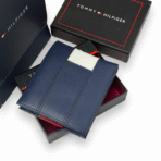 TH Navy Leather Bifold Wallet For Men - Image 3
