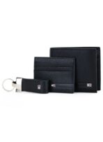 TH Black Leather Wallet-Keychain-Card Holder Set For Men - Image 3
