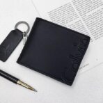CK Black Leather Wallet-keychain Set For Men - Image 4