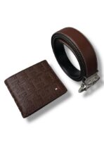 TH Brown Leather Wallet-Belt Set For Men - Image 4