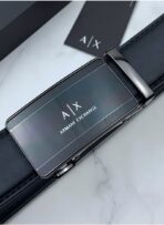 AX Black Leather Belt For Men - Image 4