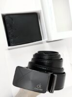 CK Black Leather Wallet-Belt Set For Men - Image 5