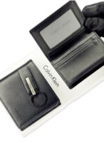 CK Black Leather Wallet-Keychain-Card Holder Set For Men - Image 5