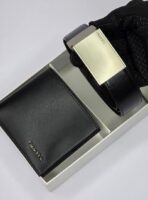 CK Black Leather Wallet-Belt Set For Men - Image 6