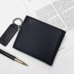 CK Black Leather Wallet-keychain Set For Men - Image 6