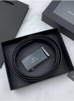 AX Black Leather Belt For Men - Image 7