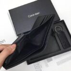 CK Black Leather Wallet-keychain Set For Men - Image 7