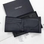 CK Black Leather Wallet-keychain Set For Men - Image 9