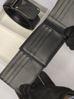 CK Black Leather Wallet-Belt Set For Men - Image 10