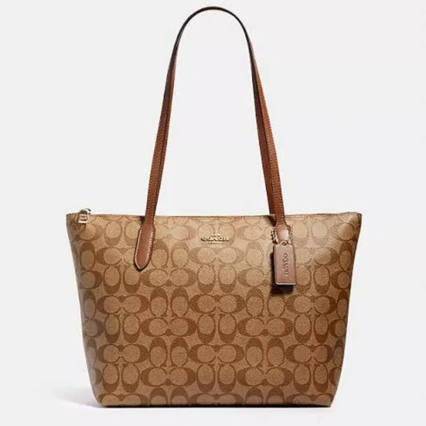 Coach Zip Top Tote Bag in Signature Canvas