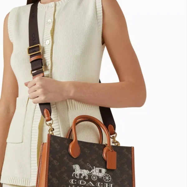 Coach Ace Tote Bag 26 with Horse and Carriage Print