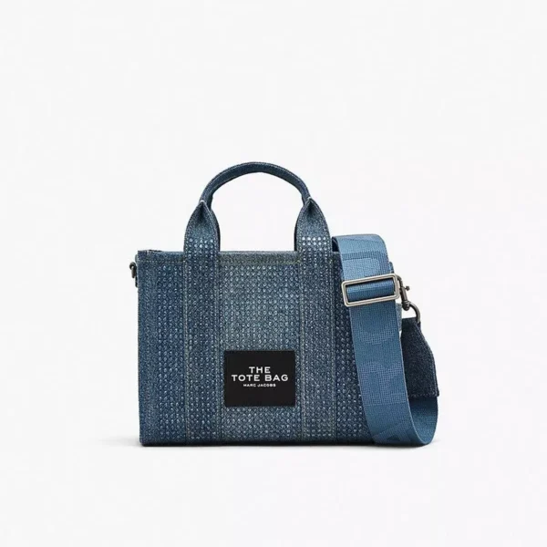 MARC JACOBS THE CRYSTAL DENIM SMALL TOTE BAG