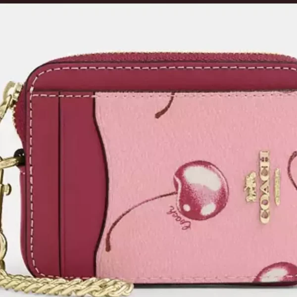 Coach Cherry Print Zip Card Case