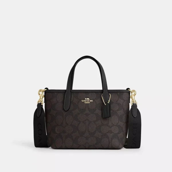 Coach City Mini Tote Bag In Signature Canvas brown gold