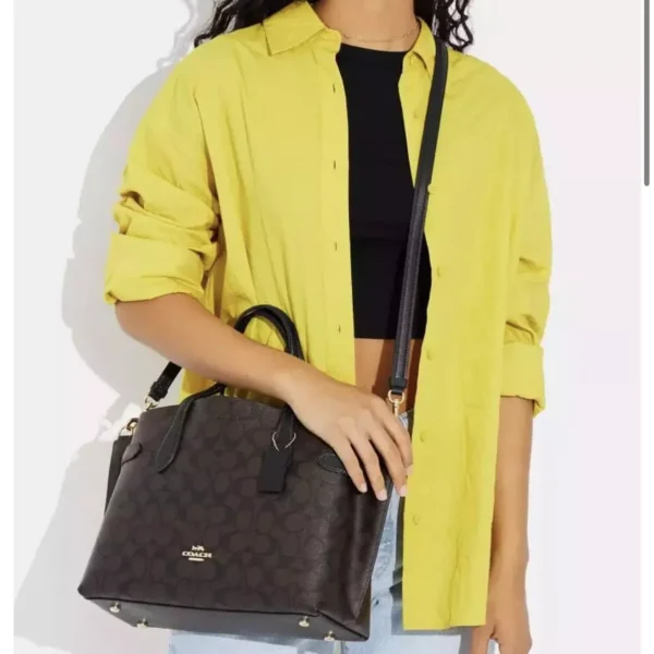 Coach Hanna Carryall In Signature Canvas Brown Black