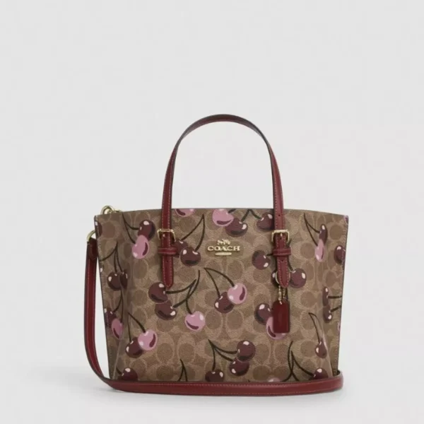 COACH Mollie Tote Bag 25 Signature Canvas Cherry Print
