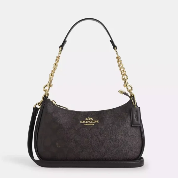 Coach Teri Shoulder Bag In Signature Canvas Brown X Black