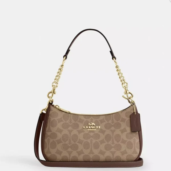 Coach Teri Shoulder Bag In Signature Canvas in Camel
