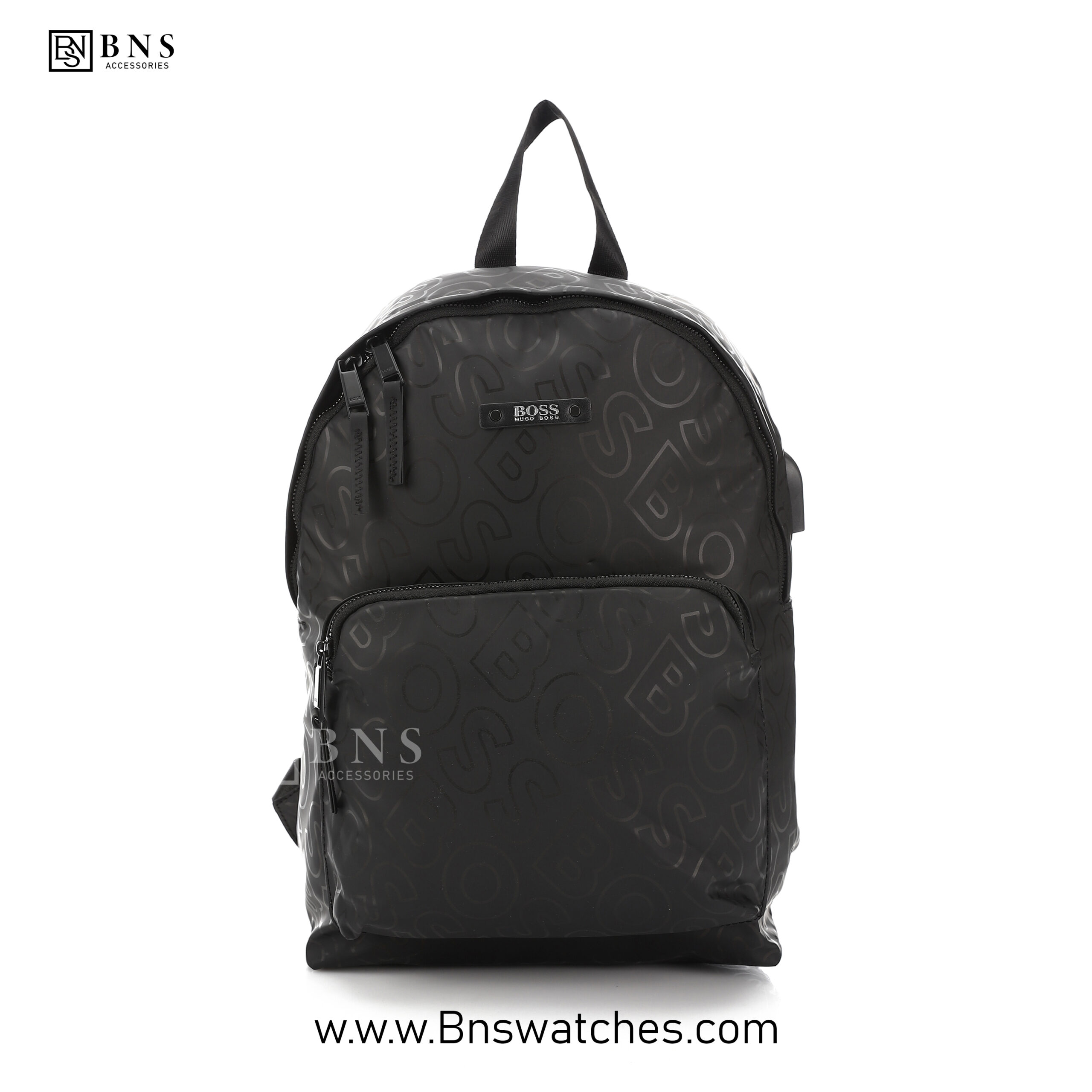 baag 2_1 Hugo Boss Monogram Nylon Backpack with Integrated USB & Audio Port - Image 1