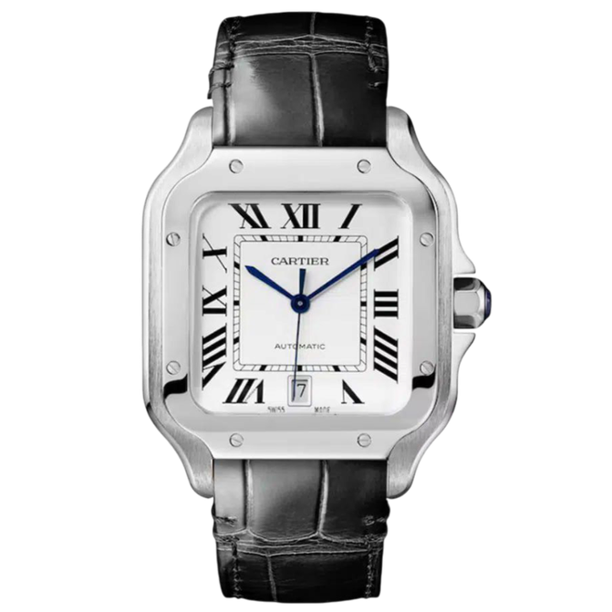 14E27FF3-BCA1-420E-992F-FD0CA2AC066A Cartier Santos leather Super Clone Swiss Machine (41.9mm x 35.1mm) - Image 1