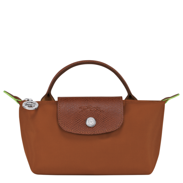 Le Pliage Green Pouch with handle Cognac