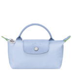 Le Pliage Green Pouch with handle Sky Blue