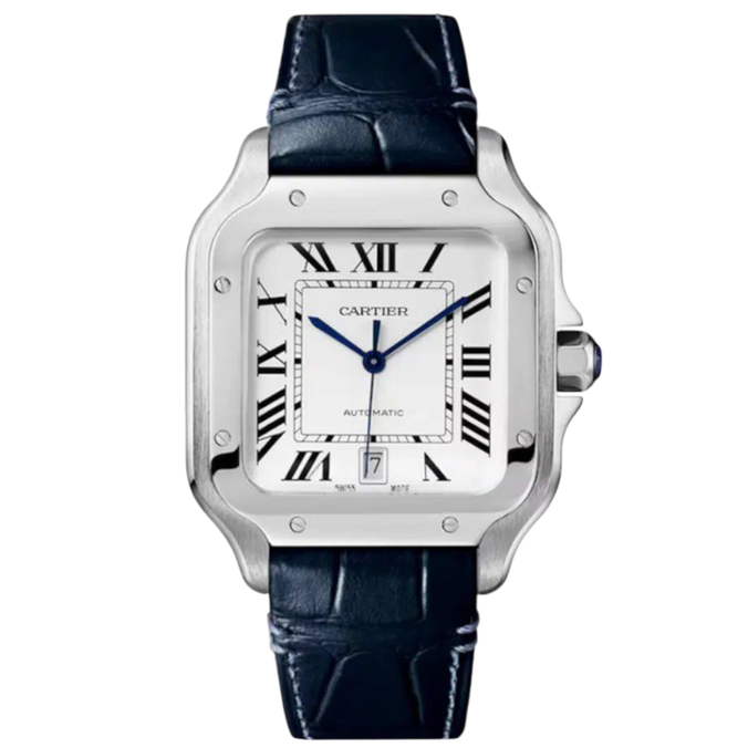 83E3B842-6150-4F9E-8681-3C61FF84B8EB Cartier Santos leather Super Clone Swiss Machine (41.9mm x 35.1mm) - Image 1