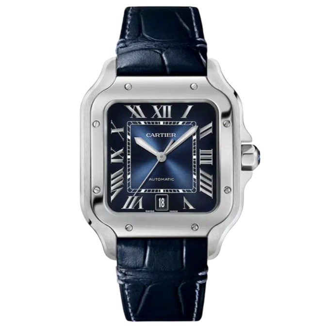 96DC0891-106C-4DFD-A3C7-26909D343AD2 Cartier Santos leather Super Clone Swiss Machine (41.9mm x35.1mm) - Image 1