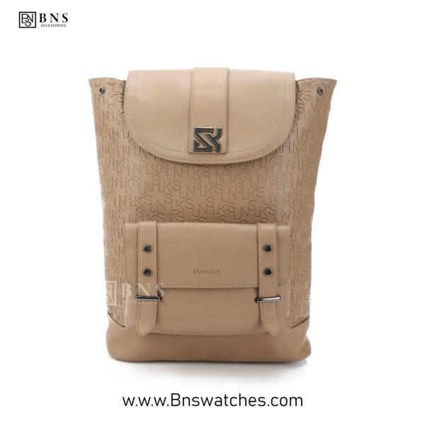 Sunsilk Embossed Monogram Faux Leather Backpack – Beige