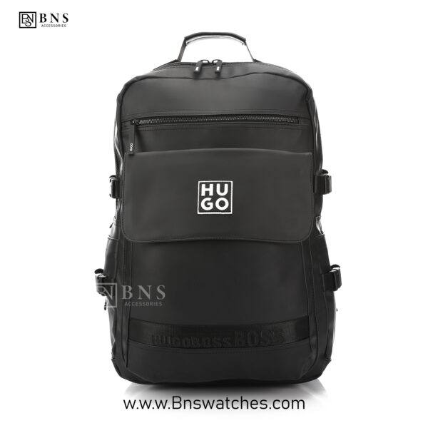 HUGO BOSS Matte Black Tech-Utility Backpack with Sternum Strap