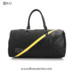 Fendi FF Monogram Travel Duffel Bag with Yellow Diagonal Stripe – Black - Image 8