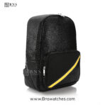 Fendi Black Pebbled Leather Backpack with Diagonal Yellow Stripe - Image 2
