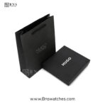 HUGO Men’s Leather Wallet & Keychain Signature Set – Black & Red