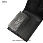 HUGO Men’s Leather Wallet & Keychain Signature Set – Black & Red - Image 3