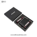 HUGO Men’s Leather Wallet & Keychain Signature Set – Black & Red - Image 5