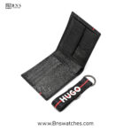 HUGO Men’s Leather Wallet & Keychain Signature Set – Black & Red - Image 8