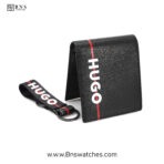 HUGO Men’s Leather Wallet & Keychain Signature Set – Black & Red - Image 9