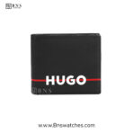 HUGO Men’s Leather Wallet & Keychain Signature Set – Black & Red - Image 12