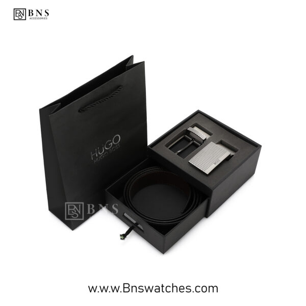 Hugo Boss Reversible Leather Belt Set with Interchangeable Buckles