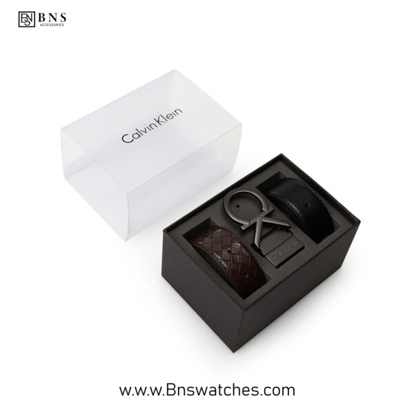 Calvin Klein Reversible Leather Belt Set - Dual Texture
