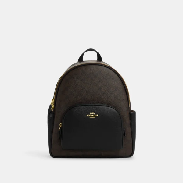Court Backpack In Signature Canvas (Gold_Walnut_Black)
