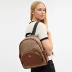 Court Backpack In Signature Canvas (Gold_Tan_Brown) - Image 3