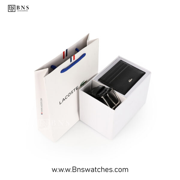 Lacoste Men’s Leather Belt & Card Holder Set