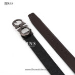 Salvatore Ferragamo Men's Embossed Gancini Leather Belt - Black