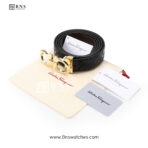 Salvatore Ferragamo Men's Embossed Gancini Leather Belt - Black - Image 2