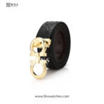 Salvatore Ferragamo Men's Embossed Gancini Leather Belt - Black - Image 3