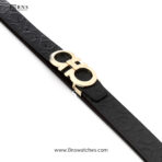 Salvatore Ferragamo Men's Embossed Gancini Leather Belt - Black - Image 4